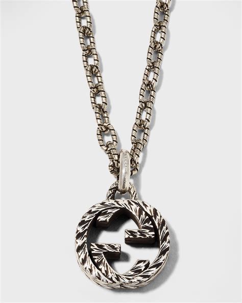 gucci interlocking g sterling silver pendant necklace|gucci interlocking g necklace men's.